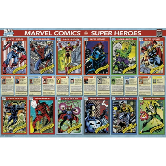 Marvel Comics - Marvel 80th Anniversary - Cards Wall Poster, 22.375" x 34"
