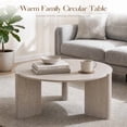 thumbnail image 6 of Aitjunz 33" Round Coffee Table, Modern Wood Center Table with Unique Pedestal Base for Living Room, Cream, 6 of 8