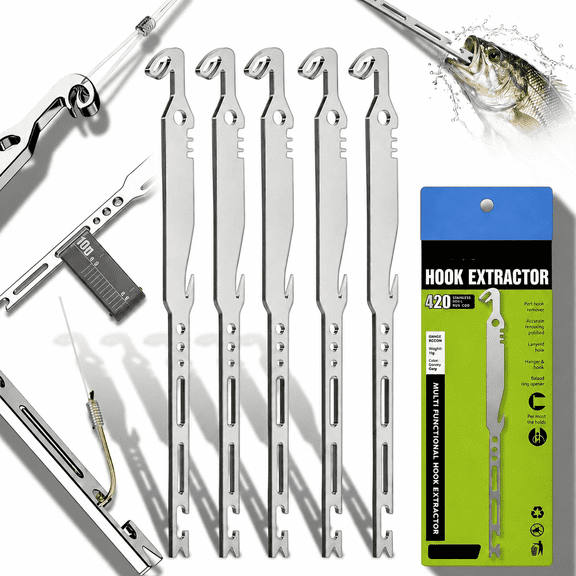 6-in-1 Stainless Steel Fishing Multi Tool Hook Remover and Knot Tyer. Quickly Fish Hook Remover Tool for Freshwater and Saltwater Bass Trout Catfish Salmon for Freshwater & Saltwater