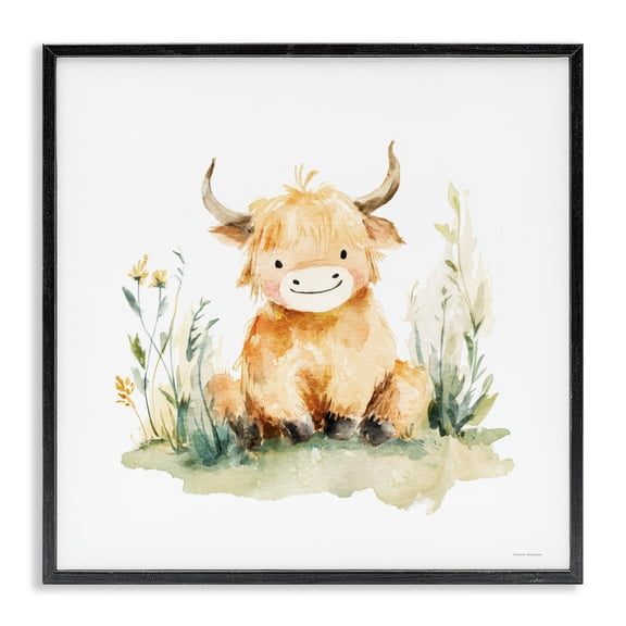 Stupell Industries Little Highland Calf Black Framed Giclee Art, design by Svetlana Aleynikova