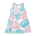 Blue Pink Seashells Hand Painted Sleeveless Dress A-Line One-Piece ...