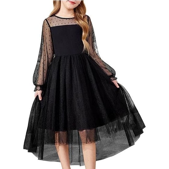 Arshiner Girls Dresses Fall Long Sleeve Church Funeral High Low Dresses Black Size 10-12