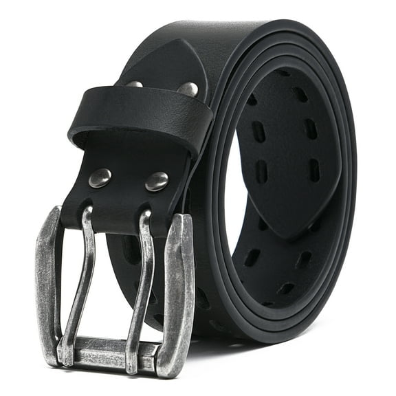 Mens Classic Genuine Leather Belt Jeans Solid Belts for Men 1.5inch Width