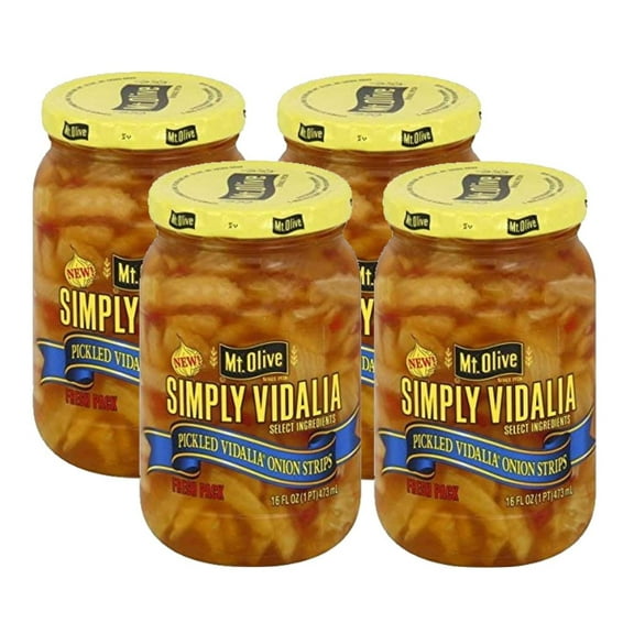 Mt. Olive Simply Vidalia Pickled Onion Strips 16 oz (Pack of 4)