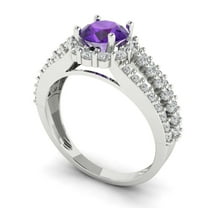 1.76ct round cut purple natural amethyst 18k white gold halo Bridal Wedding Engagement Promise Anniversary Ring for Women size 5
