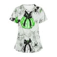 thumbnail image 5 of Stamzod Nursing Uniforms for Women Halloween Batss Pumpkin Printed Working Tee Shirts Short Sleeve Cross V Neck Scrub Tops with Pockets on Sale, 5 of 5