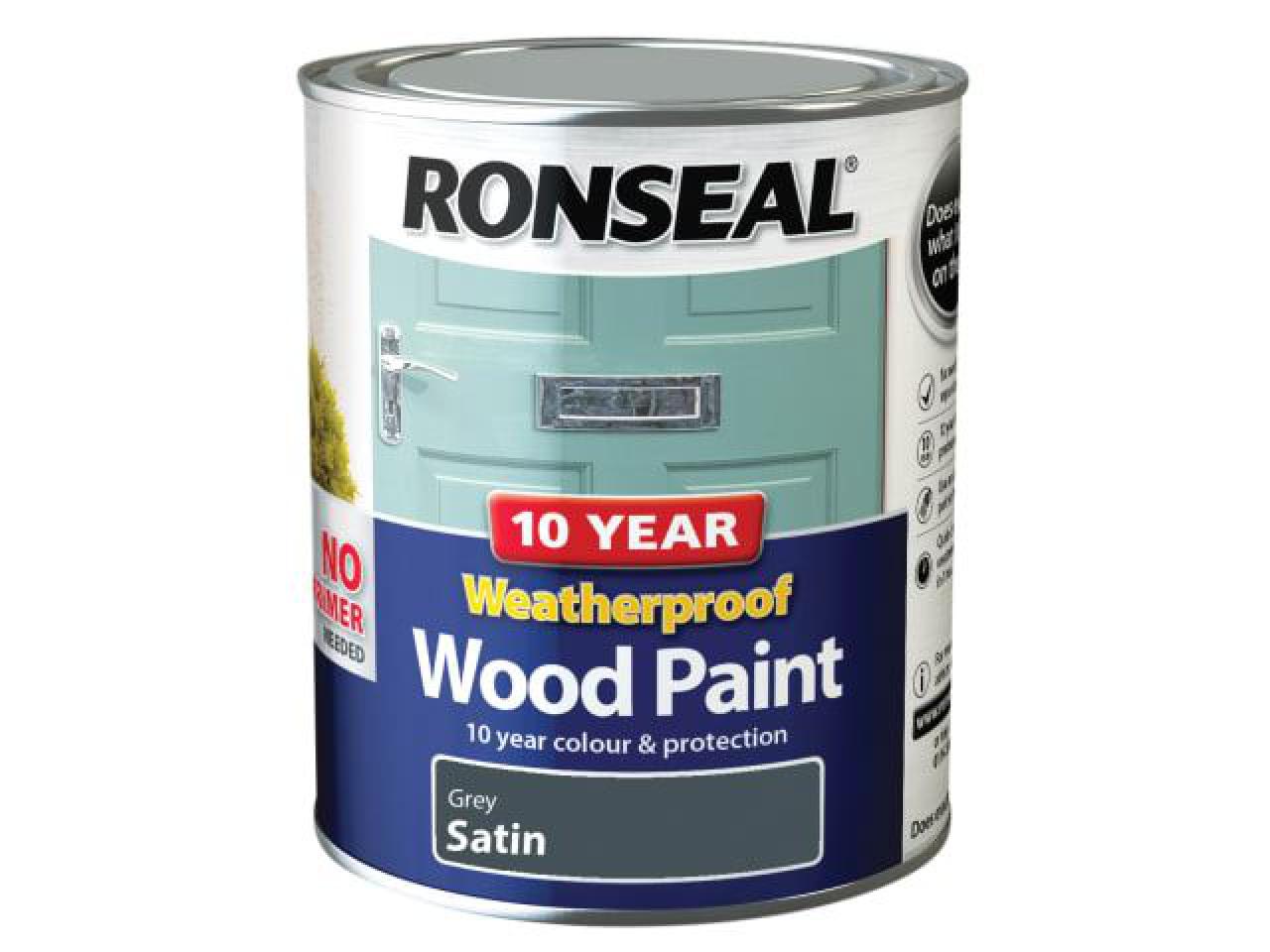 Ronseal - 10 Year Weatherproof Wood Paint Grey Satin 750ml