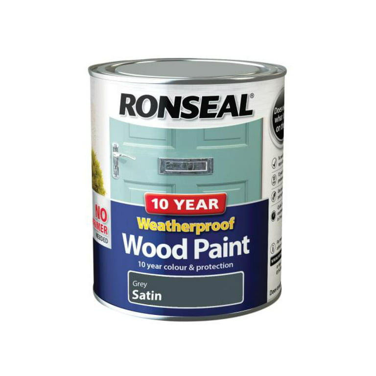 Ronseal - 10 Year Weatherproof Wood Paint Grey Satin 750ml