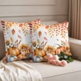 thumbnail image 2 of Orange Blue Pumpkins Fall Outdoor Waterproof Pillow Covers, Maple Leaf Sunflower Thanksgiving Decorative Square Throw Pillowcase Sofa Cushion Sham for Patio/Couch/Chair, 26"x26" 2 Pack, 2 of 8