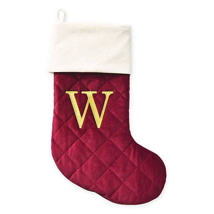Harvey Lewis Letter "W" Thick Quilted Velvet Monogram Christmas