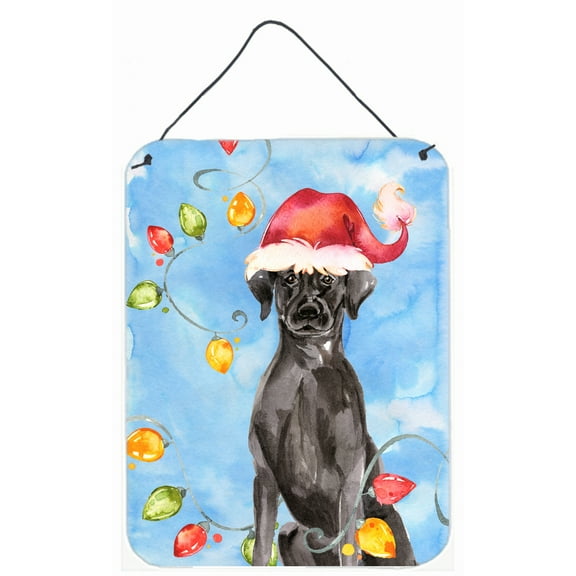 Christmas Lights Black Labrador Retriever Wall or Door Hanging Prints