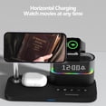 thumbnail image 2 of 5 in 1 Wireless Charging Dock for iPhone for For AirPods Pro for iWAtch Touch Adjust Night Lamp Alarm Clock 15W Charger Stand for Samsung (Black), 2 of 6