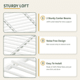 thumbnail image 4 of Zimtown Queen Size Loft Bed with Reversible Ladder, Metal Bed Frame for Adults, Guardrails, Space-Saving, Cloud White, 4 of 7