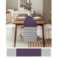 thumbnail image 6 of Grey Chevron Burlap Cotton Table Runner 13x90 Inches Long, Geometric Purple Print Wavy Striped White Farmhouse Table Runners, Outdoor Dining Tablecloths Decor for Baby Shower/Party/Wedding, 6 of 6