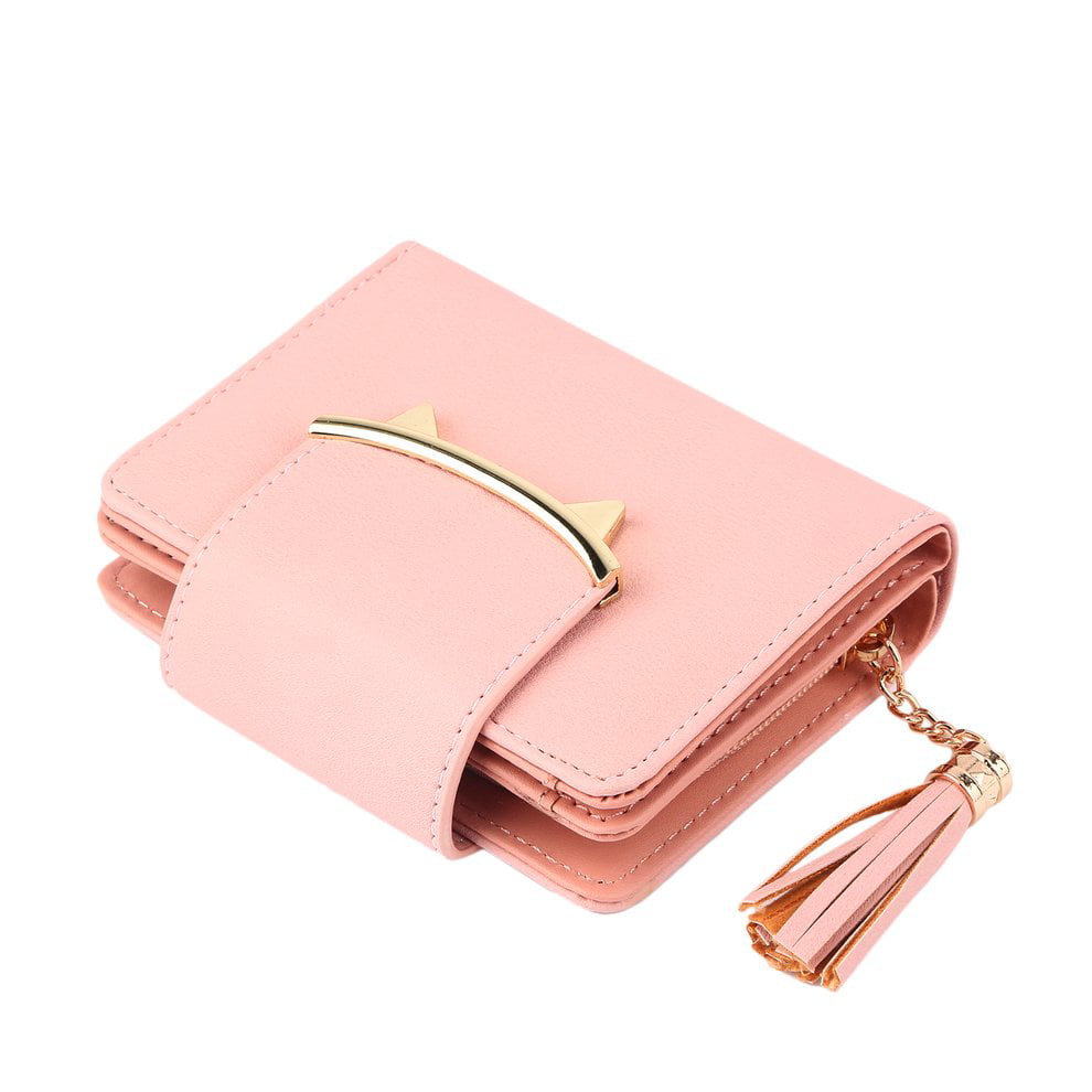 Women'sGirl's Wallet Clutch Card Holder Purse With Zipper  Pink