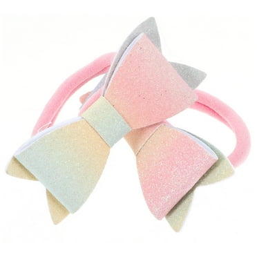 2 Pcs Kids Hair Accessories Bows for Toddler Ties Elastic Ponytail Holders Girls Rope Ring Fabric