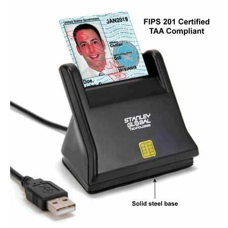 Smart Card Reader Wireless Stanley Global SGT117XE CAC PIV Executive Desktop Smart Card Reader (USB A) (FIPS 201) (TAA Compliant) ()