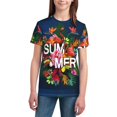 thumbnail image 3 of Wukai Summer Birds and Flowers Youth Unisex Short Sleeve T-Shirt for Boys, Girls, Teens, and Kids-Small, 3 of 7