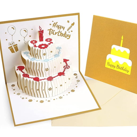 Kesote 3D Pop Up Card 3x Birthday Card with Envelope Labels (3 Shapes)