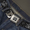 thumbnail image 2 of Buckle-Down Belt, Seatbelt Buckle Belt, Fleur De Lis Outline Filigree Black Gray, 30 to 44 Inches, 2 of 9