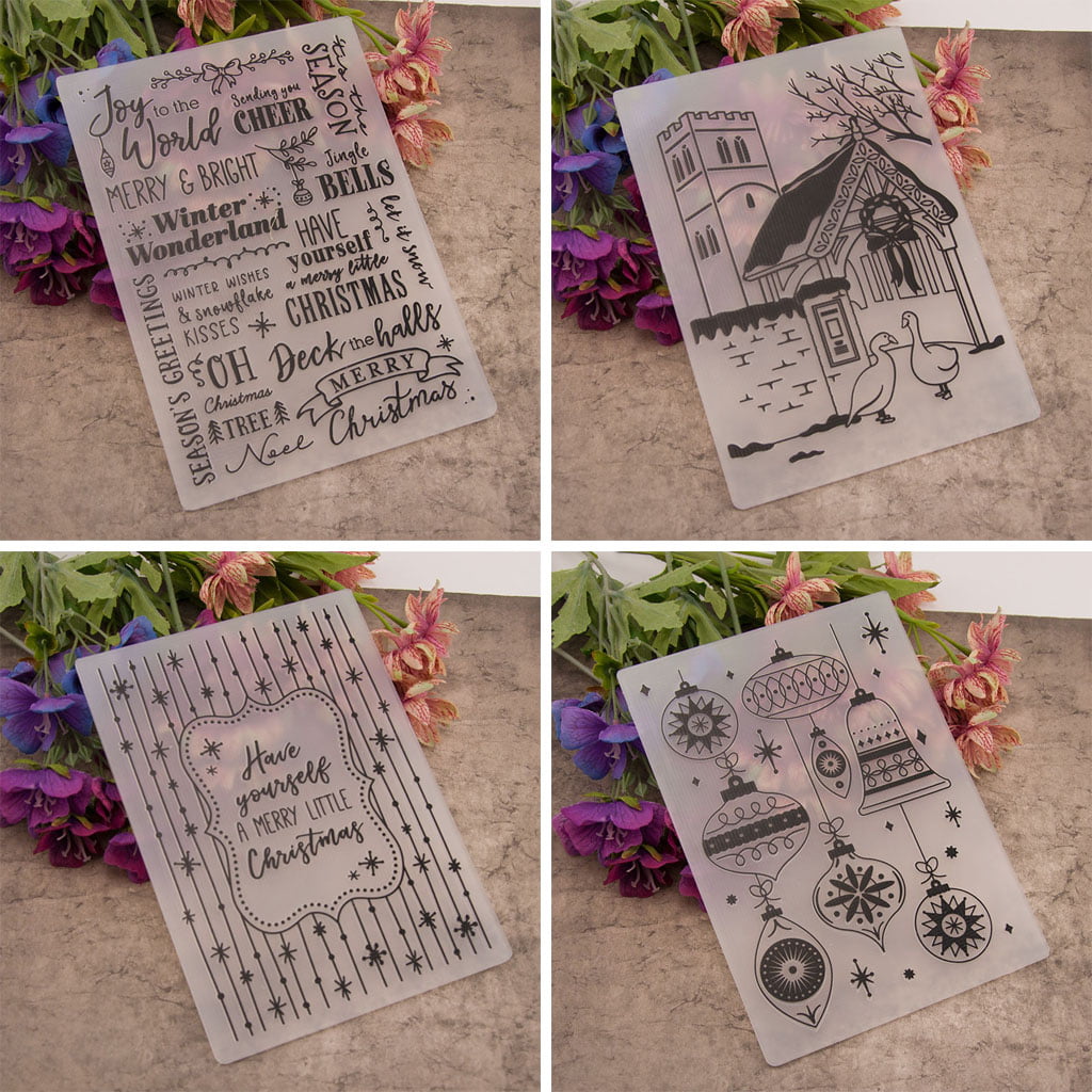 Christmas Plastic Embossing Folders Stencil Template Scrapbooking Paper Card DIY 