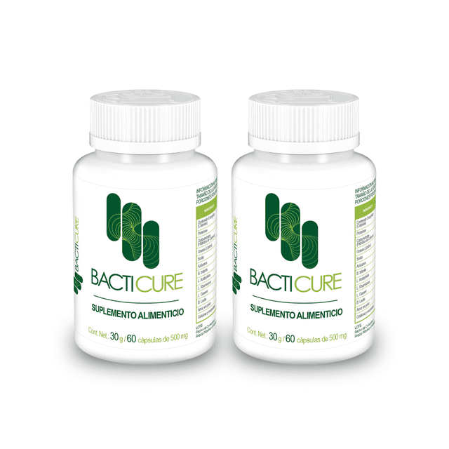 Suplemento Alimenticio Bacticure, Conjunto de Probióticos, 60 cápsulas, 30 gr, 2 pack.