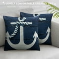 thumbnail image 3 of Nawypu  Outdoor Patio Decorative Lumbar Pillow Cover Only Weather Water Resistant Canvas Nautical Navy Blue Anchor, 3 of 5