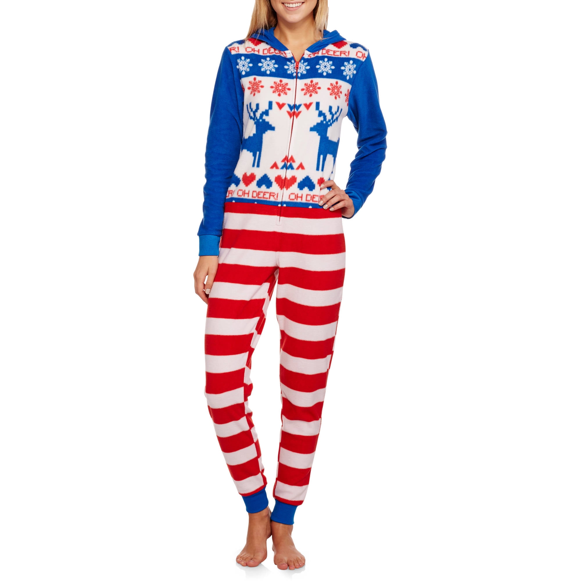 Holiday Ugly Sweater Print Women's Sleepwear Adult Onesie Union Suit ...