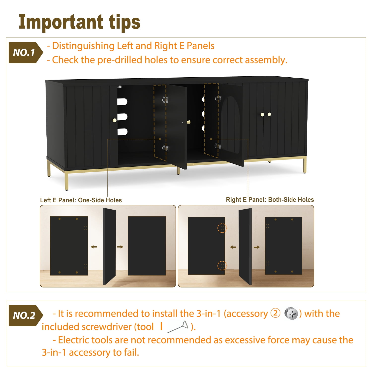 Cat Litter Box Enclosure for 2 Cats, Litter Box Furniture with Double Room, Central Entry, and Dual Use as TV Stand for Living Room, Black (Elevated Version)