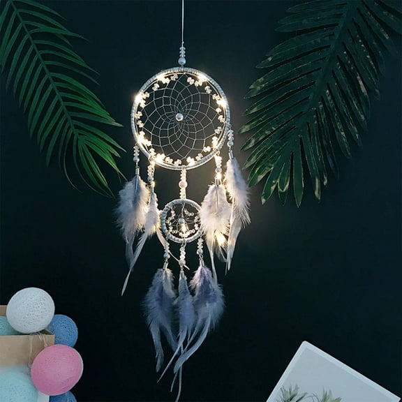 Cevemin Lace Dreamcatcher Wall Hanging with Light - Tree of Life White Cloth Dream Catcher Pendant for Home Decorations