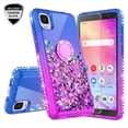 thumbnail image 5 of Liquid Quicksand Glitter Cute Phone Case for TCL ION Z / TCL A3 A509DL / TCL A30 / A30 Case Ring Kickstand for Girls Women Clear Bling Diamond Phone Case Cover - Purple/Blue, 5 of 5