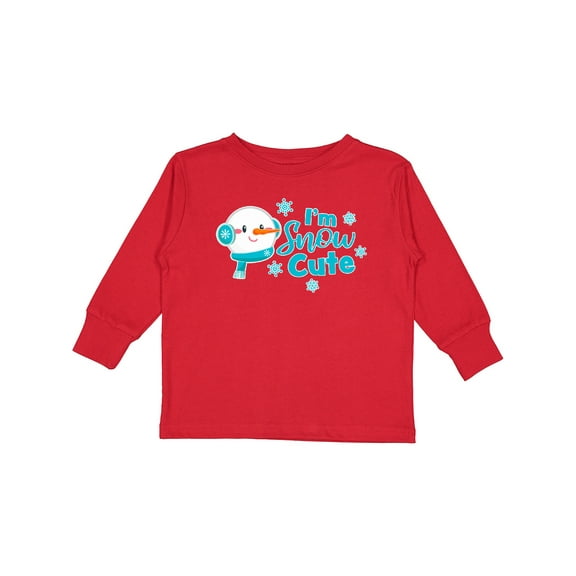 Inktastic Im Snow Cute with Snowman and Snowflakes Christmas Gift Boys or Girls Long Sleeve Toddler T-Shirt