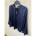 thumbnail image 3 of Michael Kors Womens Satin Bell Tunic Blouse, Blue, X-Small, 3 of 6
