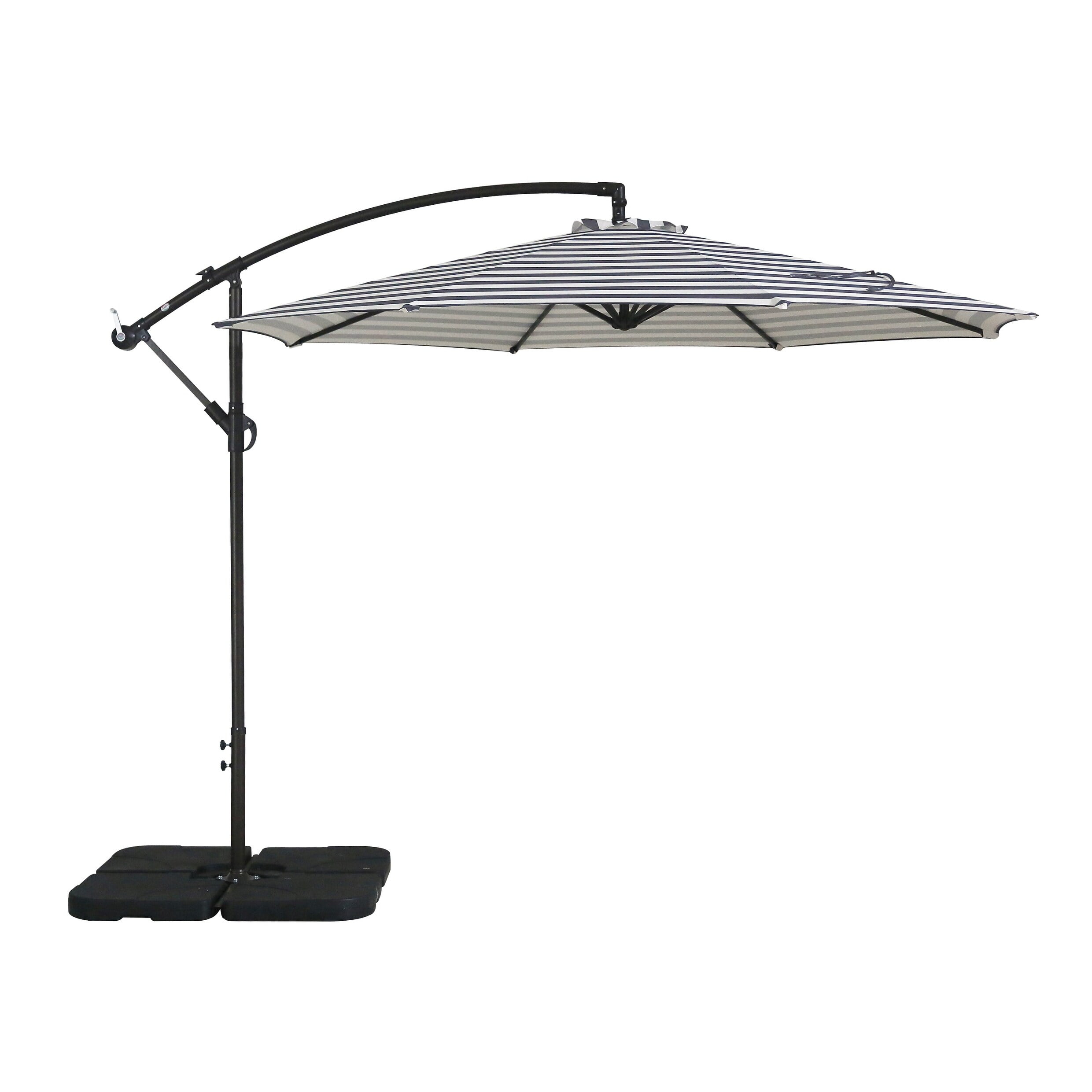 Bally 10 ft. Cantilever Hanging Patio Umbrella Striped, Gray/White