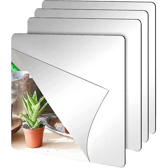 Self Adhesive Mirror, 4 Pieces 20x20 Self Adhesive Mirror Tiles Self Adhesive Mirror Mirror Tiles Not Gla