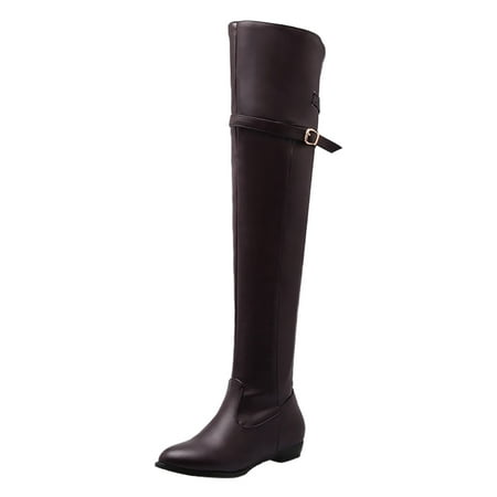 

Wiueurtly Long Boots for Women Wide Calf over Knee Women s Solid Side Zipper Knee High Boots Flat Bottom And Flat Heel In Autumn And Winter