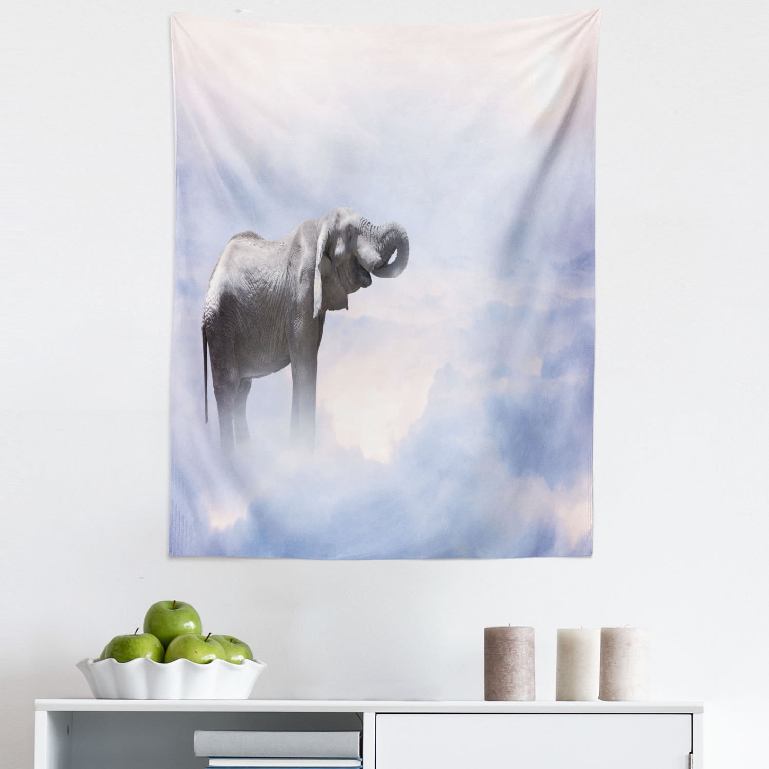 Animal Tapestry, Standing in the Clouds Freedom Metaphor Blessedimal Strength Concept, Fabric