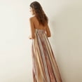 thumbnail image 3 of 2026 New European and American Style Women's Watercolor Stripe Strapless Maxi Dress, Linen Blend Casual Summer Dress, 3 of 4