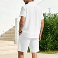 thumbnail image 6 of VBTAPA Mens 2 Piece Cotton Linen Outfits Summer Beach Matching Sets Short Sleeve Button Down Shirts and Shorts Set with Pockets White M, 6 of 8