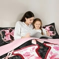 thumbnail image 5 of Castle Fairy Pink Flower Personalized Initial K Bedding Comforter Set 2pcs for Teenagers Kids,Dreamy Princess Pearl Bow Twin Comforter Sets Microfiber,Bohemian Damask Breathable Bedding Set, 5 of 8
