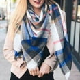 thumbnail image 3 of Women’s Large Shawl or Wrap, for Winter Spring or Autumn Blue pink, 3 of 8