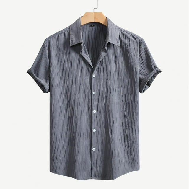 pstuiky camisetas de hombre, Camisa informal de manga corta con botones y estampado playero para hombre ropa de hombre xl