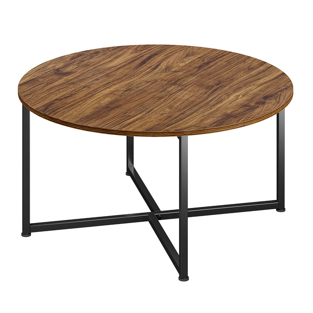  LANGRIA  Coffee Table  Modern Round Metal and Wood Tea 