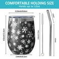 thumbnail image 5 of 12oz Stemless Wine Tumblers Black Christmas Snowflake Pattern Vacuum Insulated Stainless Steel Travel Tumbler Cups Mug with Lid and Straw for Champaign,Cocktail,Beer with Cleaning Brush, 5 of 5