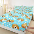 thumbnail image 5 of Manfei Cartoon Beagle Bed Sheets, Rustic Daisy Floral Full Size Sheets, Blue Brown, 4pcs, 1 Flat Sheet, 1 Fitted Sheet and 2 Pillowcases, 5 of 6
