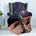 thumbnail image 4 of Outer Space Soft Flannel Fleece Throw Blanket, Astronaut on the Space Mercury Before Milky Way Cosmos Meteor Fantasy Art, Cozy Plush for Indoor and Outdoor Use, 60" x 80", Purple Brown, by Ambesonne, 4 of 5