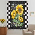 thumbnail image 3 of Sunflower Black Sheer Curtains 72 Inches Long, Vintage Farm Bee Black White Plaid Light Filering Curtains, Breathable Simi Curtain Privacy Drapes for Living Room Bedroom Lightweight Window Treatment, 3 of 9