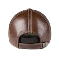 thumbnail image 3 of Brown Baseball Cap Men Real Leather Snapb-ack Cowskin Autumn Winter Adjustable Golf Dad Hat, 3 of 3