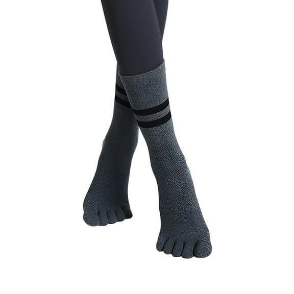 TELOLY Women's Toe Socks for Running Cotton Five Finger Socks Athletic Walking Dark Gray