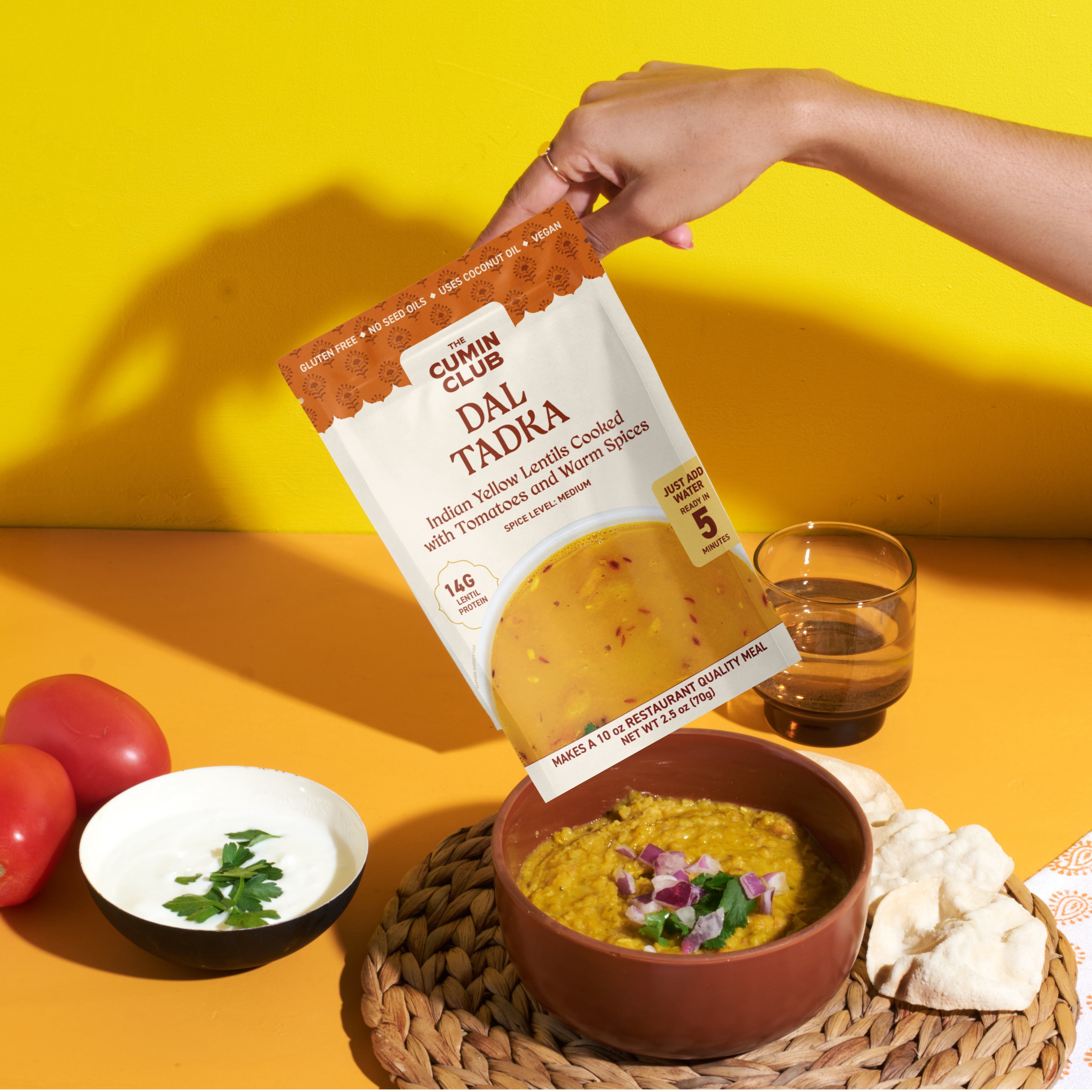 (6 pack) The Cumin Club Dal Tadka - Instant Indian Food - Ready to Eat Yellow Lentils - 10oz Meal